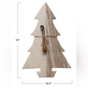 Marble Christmas Tree Wall Decor with Wooden Cheese Knife